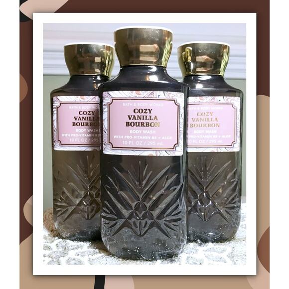 Bath & Body Works Cozy Vanilla Bourbon 10oz Shower Gel Body Wash x3 Aloe B5